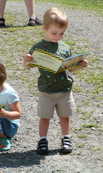 Boy at book sale