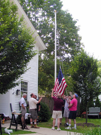 Raising the flag